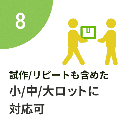 試作/リピートも含めた小/中/大ロットに対応可
